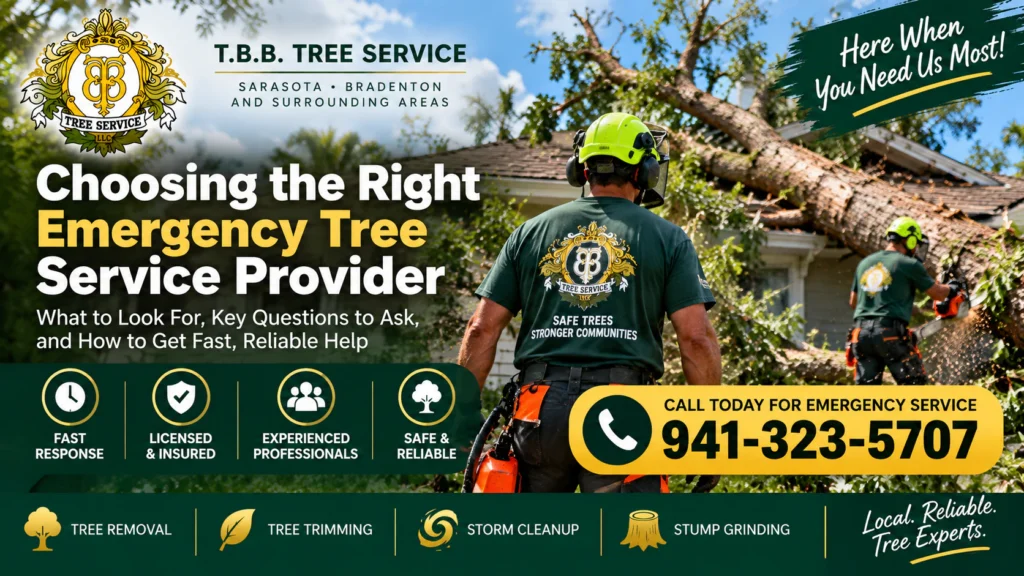 Choosing a reliable emergency tree service provider from T.B.B. Tree Service in Sarasota County and Manatee County