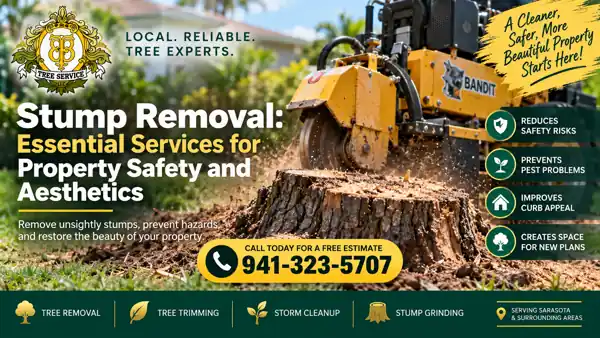 Stump removal and stump grinding for property safety by T.B.B. Tree Service in Sarasota FL
