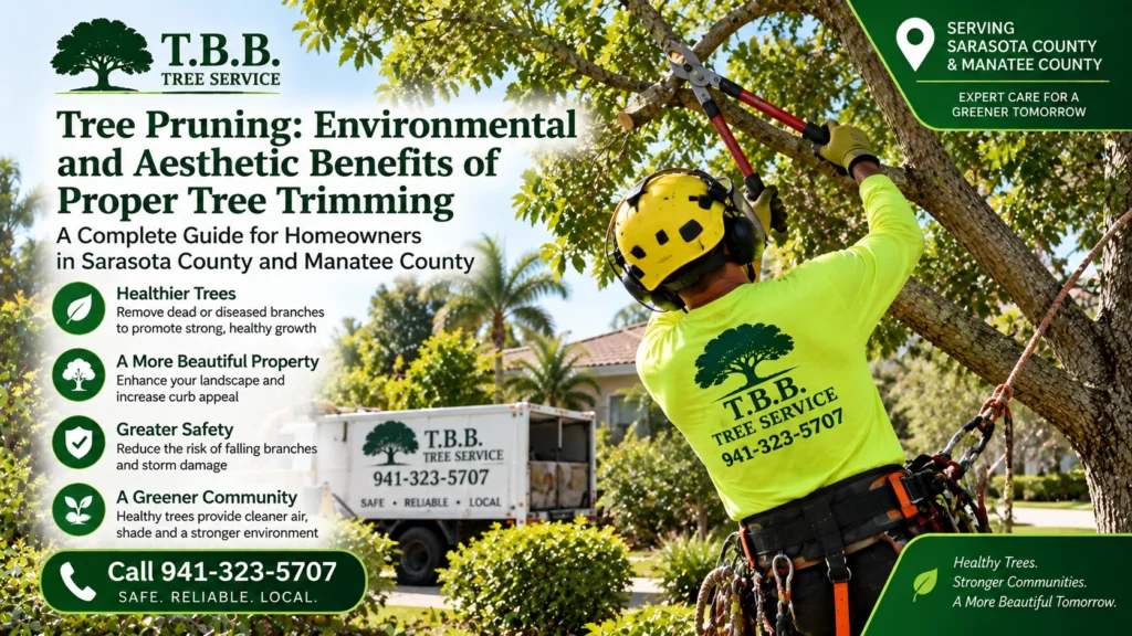 Professional tree pruning for healthier trees, improved safety and curb appeal by T.B.B. Tree Service in Sarasota County and Manatee County